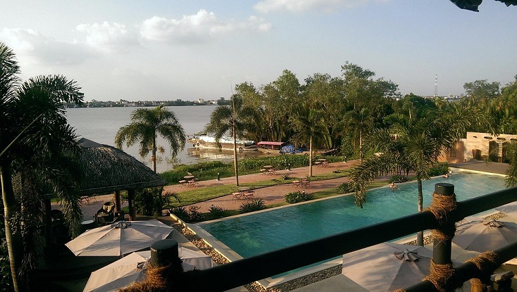 4 hôtels luxe delta Mékong Island Lodge piscine