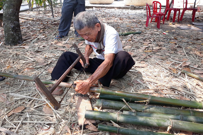 bateau panier Vietnam decoupage bambou