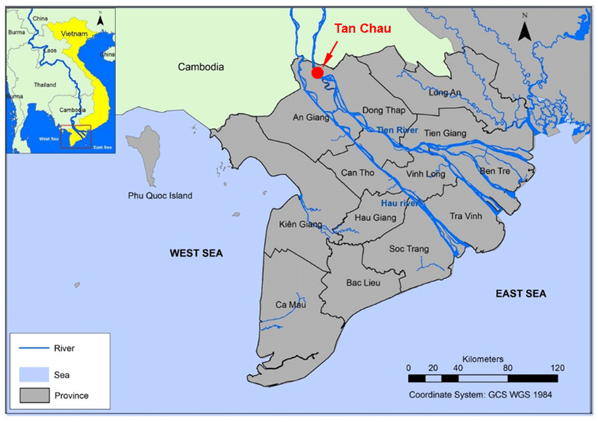 carte du delta du mekong