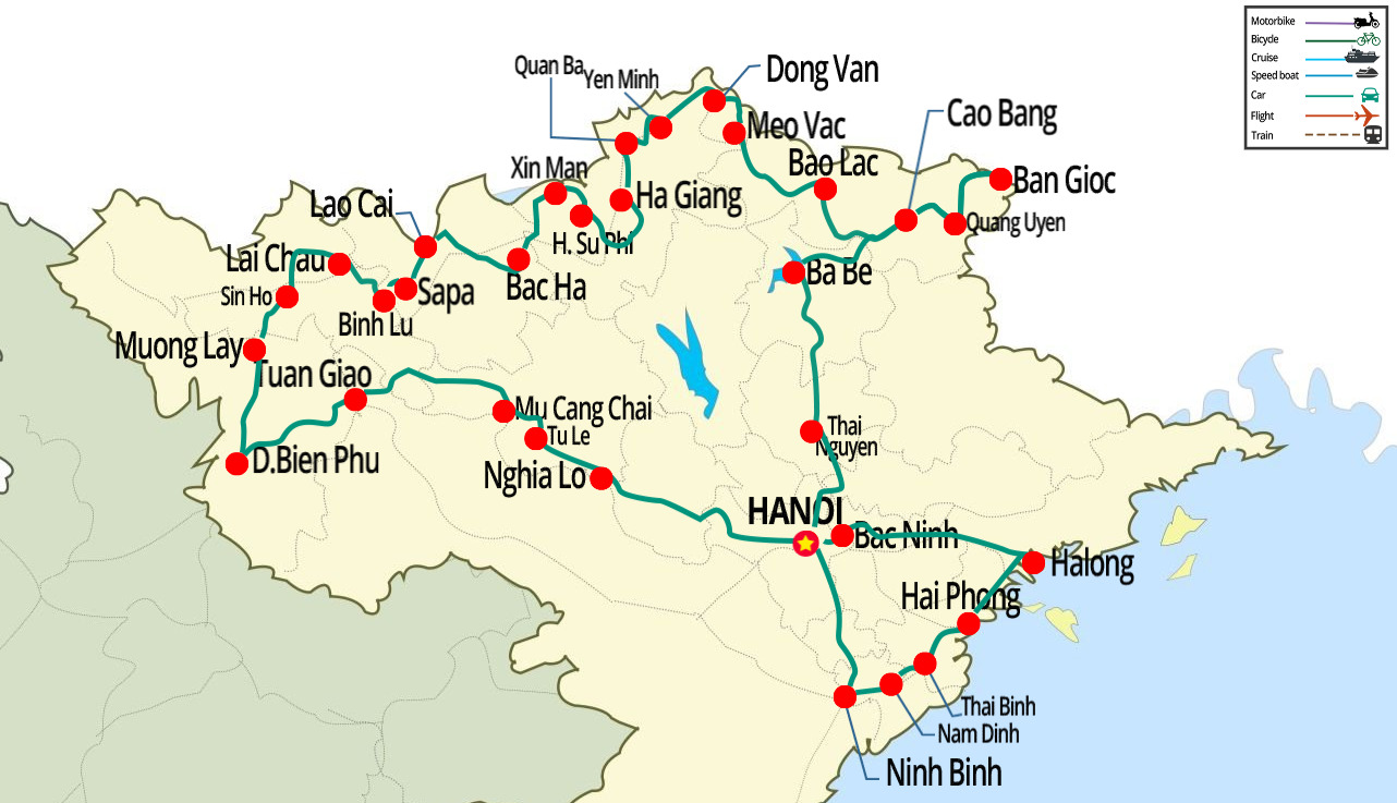Circuit combiné Nord Ouest - Nord Est - Hanoi - NInh Binh - baie d'halong