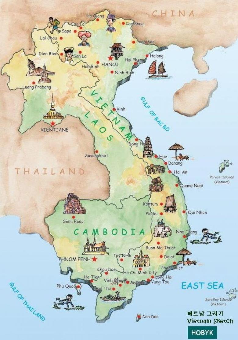 circuit vietnam, circuit au vietnam, itinéraire vietnam carte