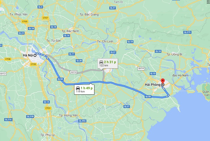 Comment rendre Haiphong Hanoi carte