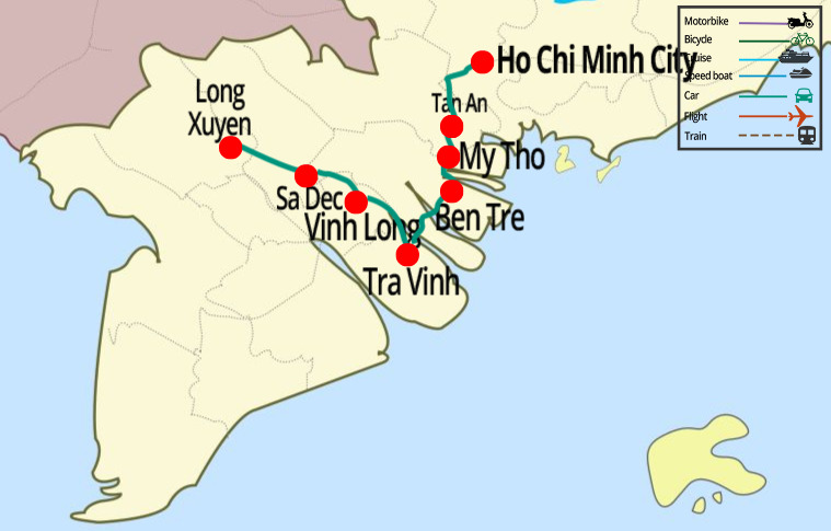 ho chị minh -ben tre- tra vinh - sa dec - long xuyen: circuit au delta du mekong en 4 jours