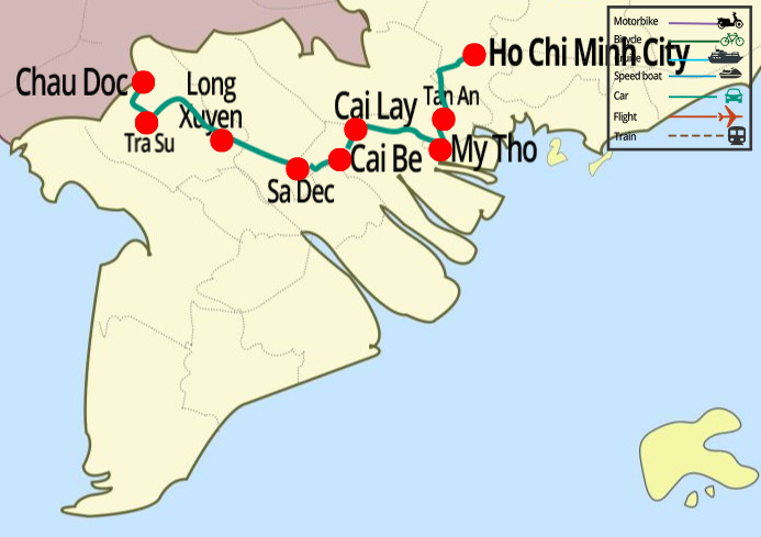 HO CHI MINH – SA DEC – LONG XUYEN – CHAU DOC – HO CHI MINH; circuit au delta du mekong en 3 jours