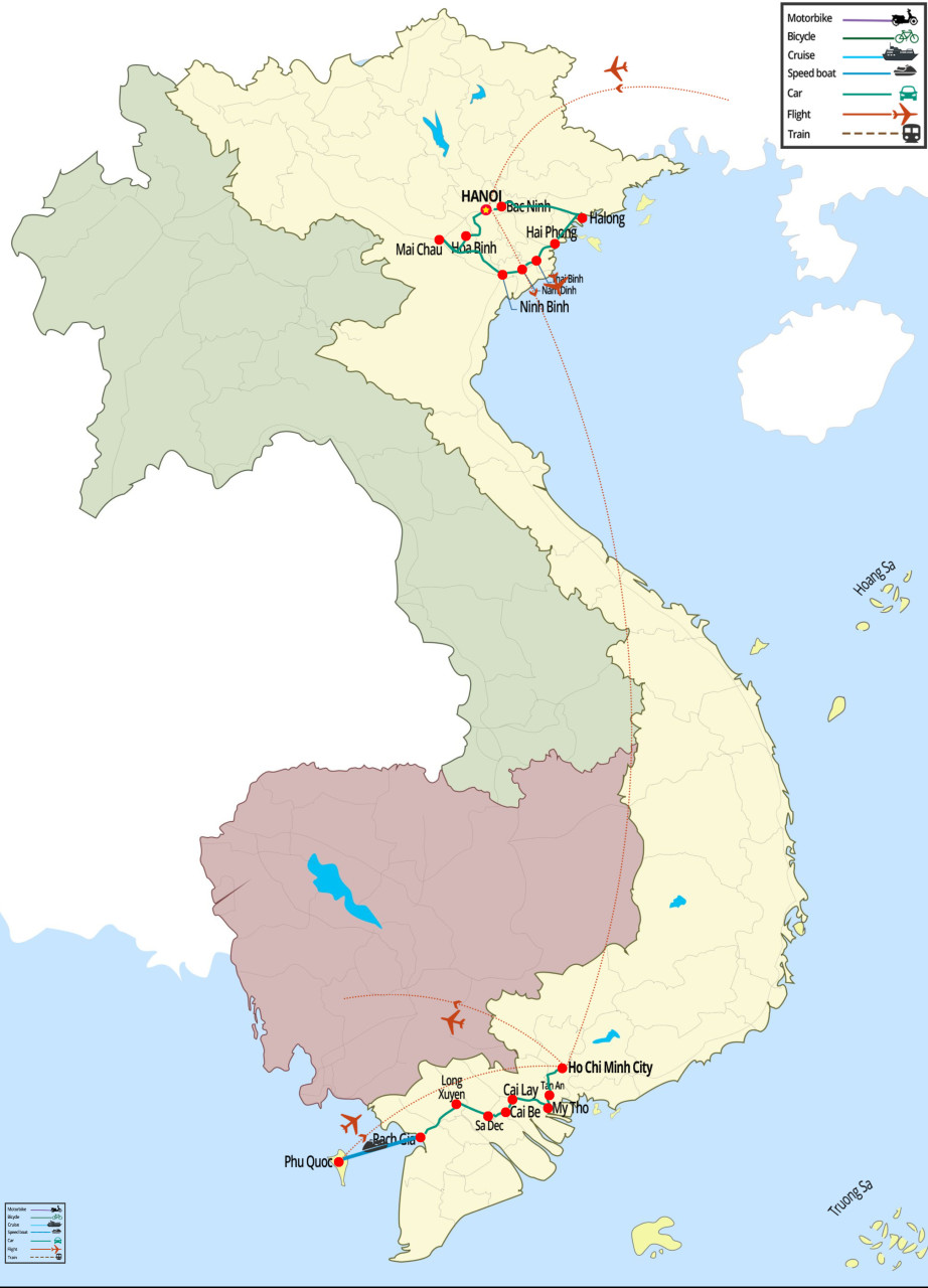 Itinéraire de circuit 14 jours au Vietnam pour la période de mai à septembre