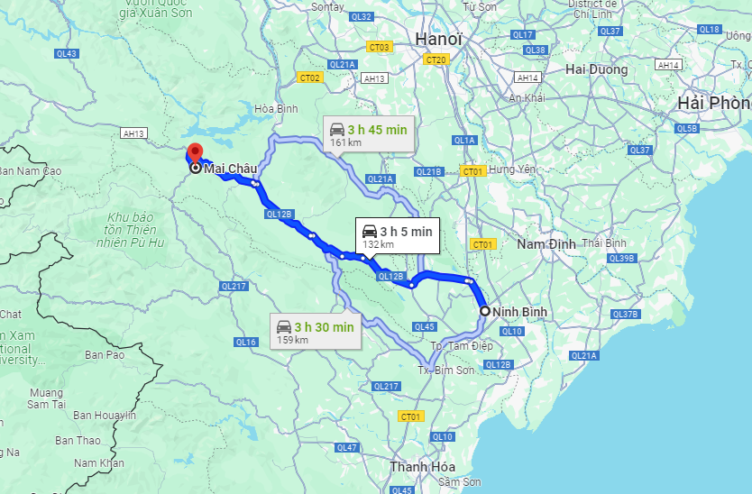 l'itinéraire Ninh Bình à Mai Châu