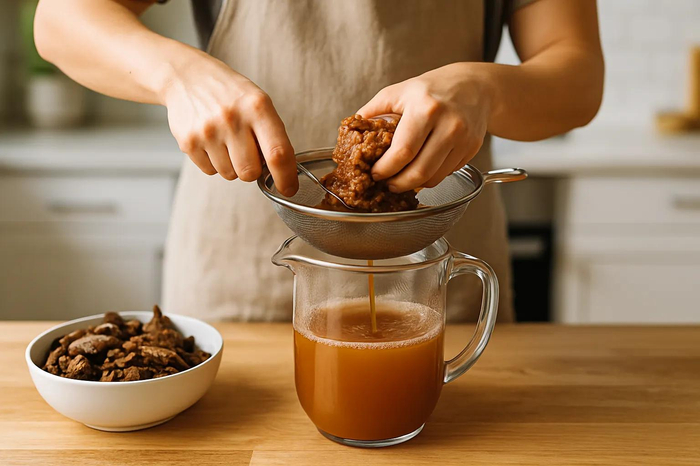 La pulpe de tamarin est filtr&eacute;e pour obtenir un jus lisse et parfum&eacute;.