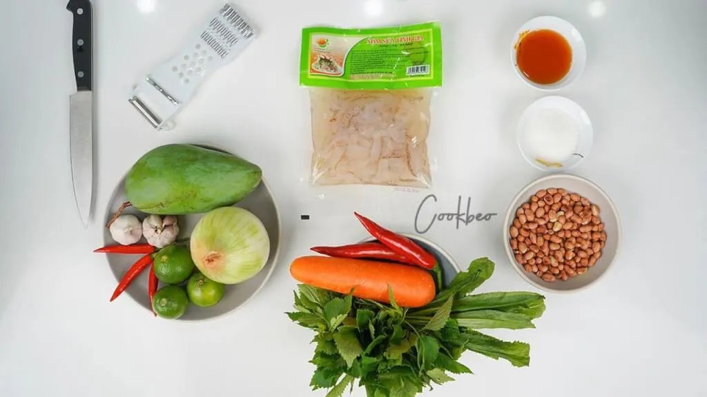 Recette de salade de méduse à la vietnamienne ( Nộm sứa xoài xanh ) ingredients