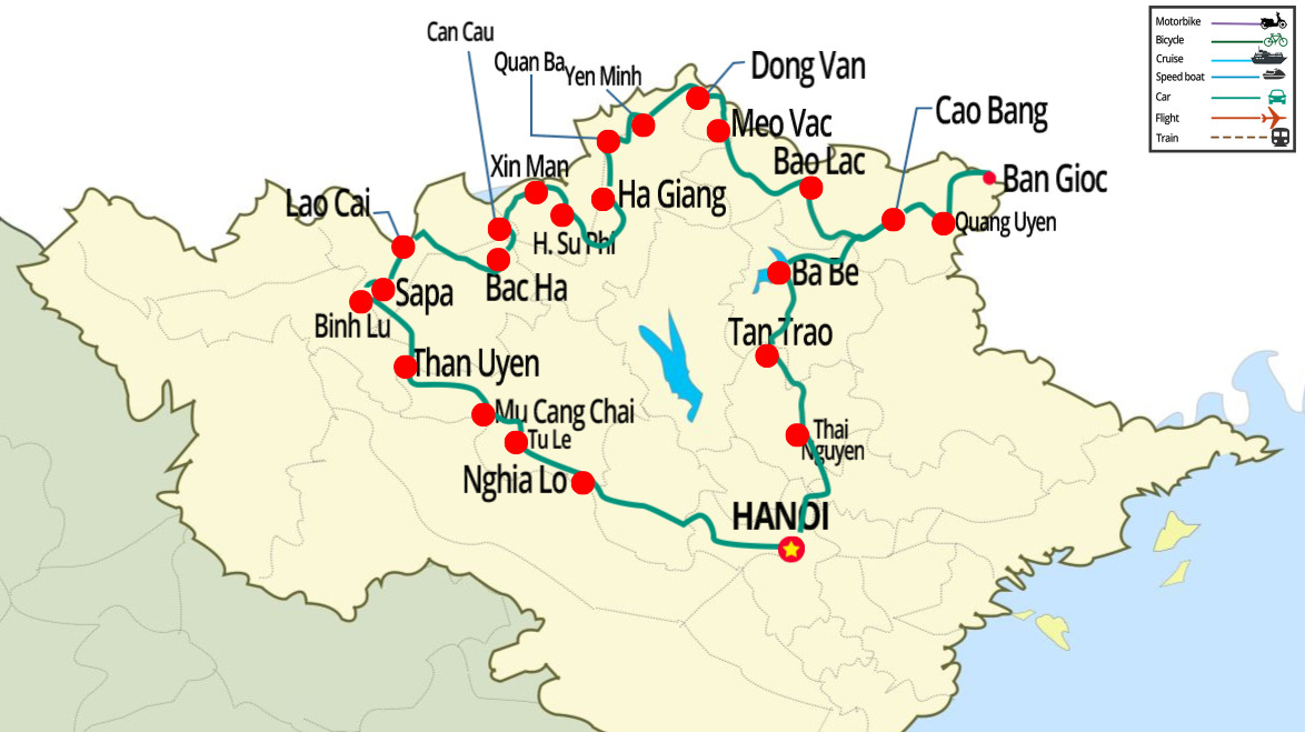 circuit combiné nord ouest et nord est du Vietnam