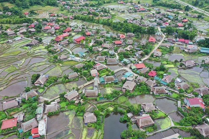 Le village de Lâm Dông de Ha Giang vu d'en haut